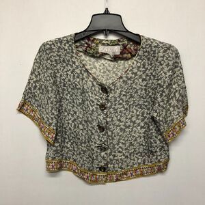 Vtg Platinum by Dorothy Schoelen Women Button Cropped Shirt Size Small B265 -13